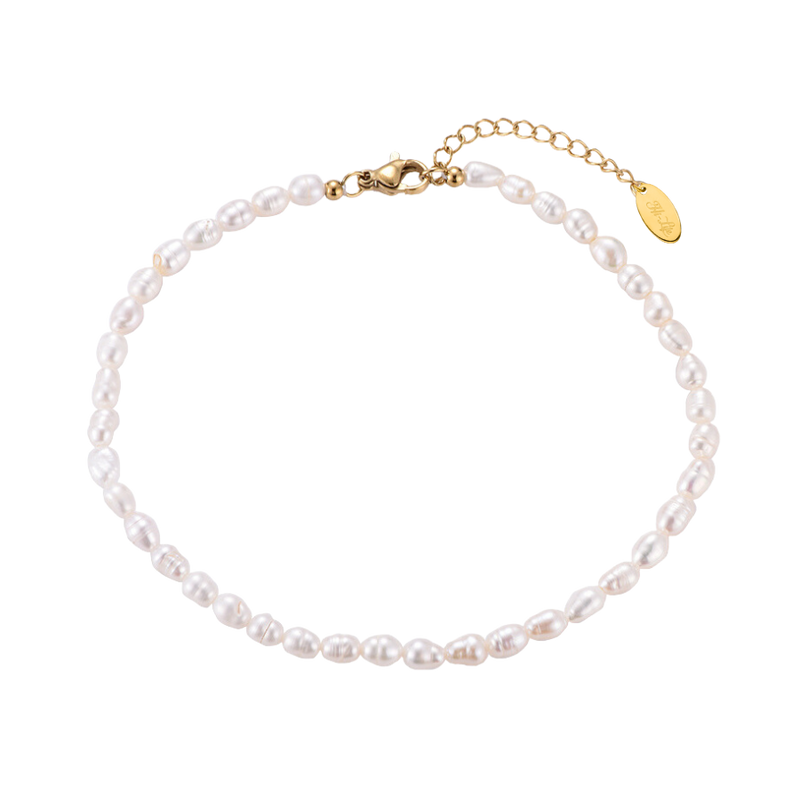 Bracelet de cheville en perles Abaddon plaqué or 14 carats