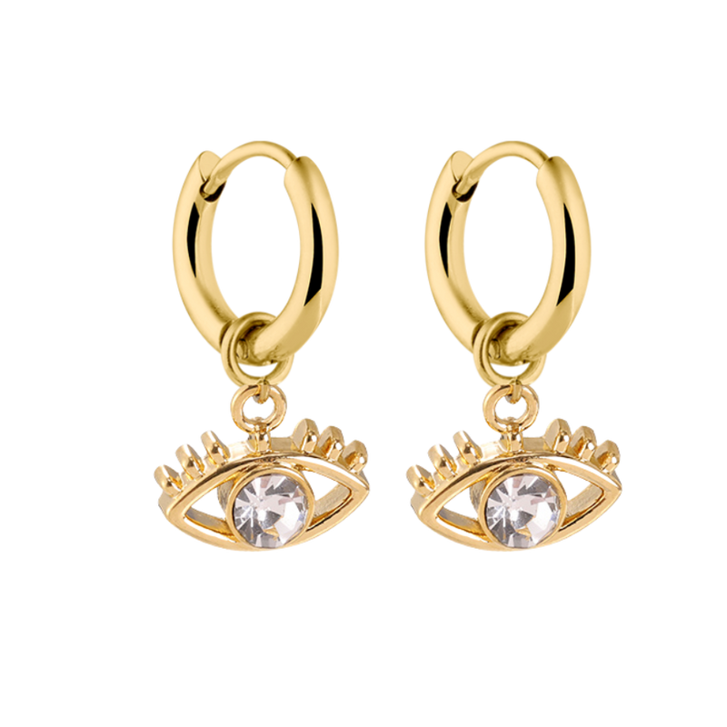 Abbaddon Eye Huggie Earrings 14K Gold Plated