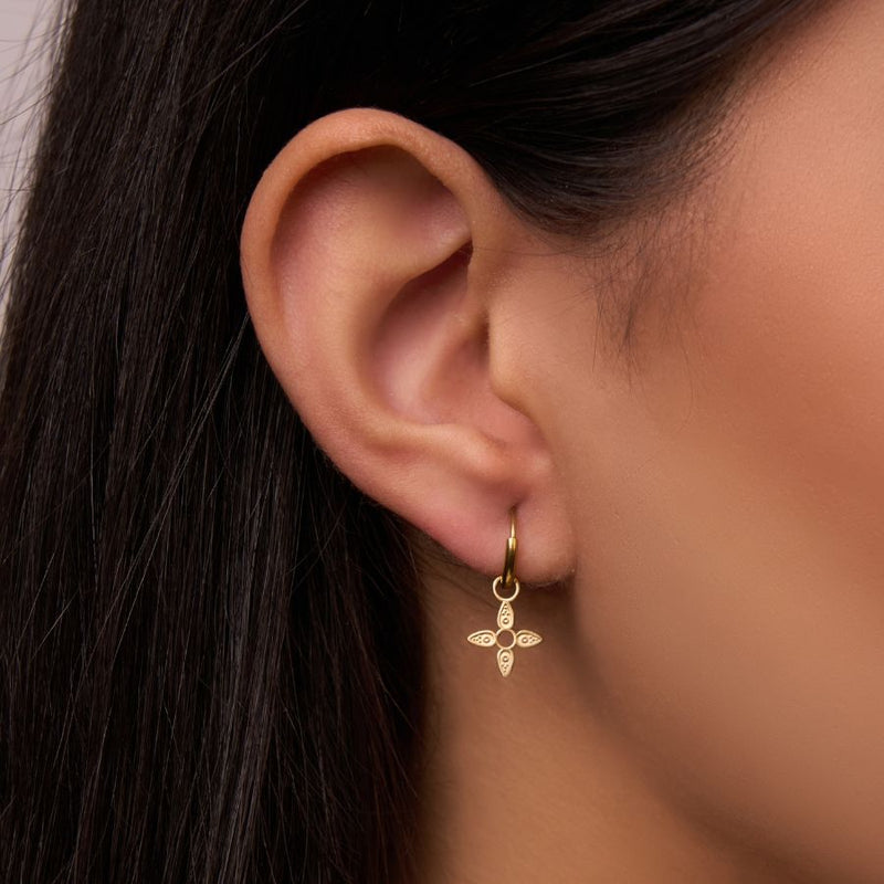 Abbaddon Leaf Huggie Earrings 14K Gold Plated