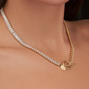 Collier barre en T baguette Nereya plaqué or 14 carats