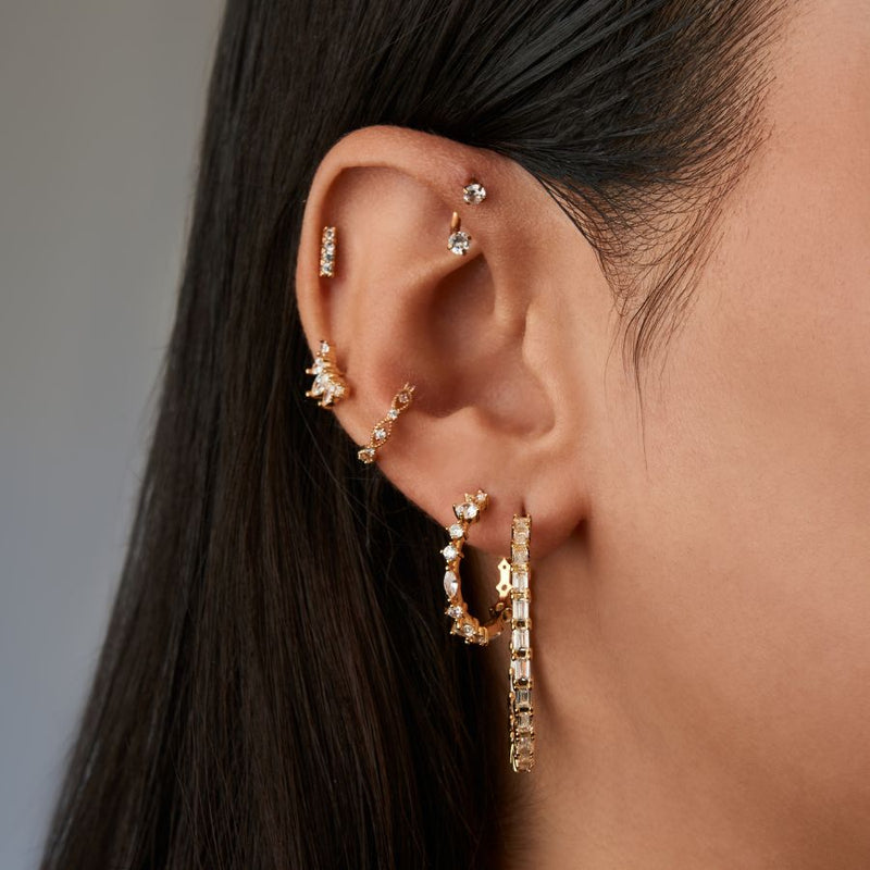 Majestic Pave Ear Studs 18K Gold Plated