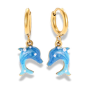 Blue Dolphin Huggie Ohrringe 14K Vergoldet