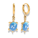 Blue Tortoise Huggie Ohrringe 14K Vergoldet