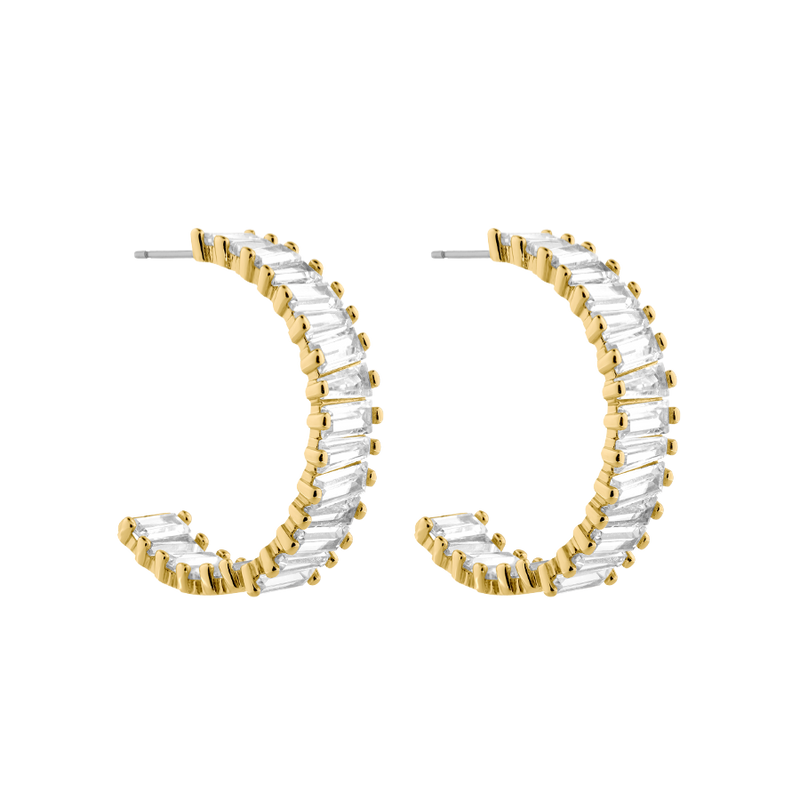 Baguette Bold Stud Earrings 18K Gold Plated
