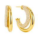 Bold Double Pave Ohrstecker 14K Vergoldet