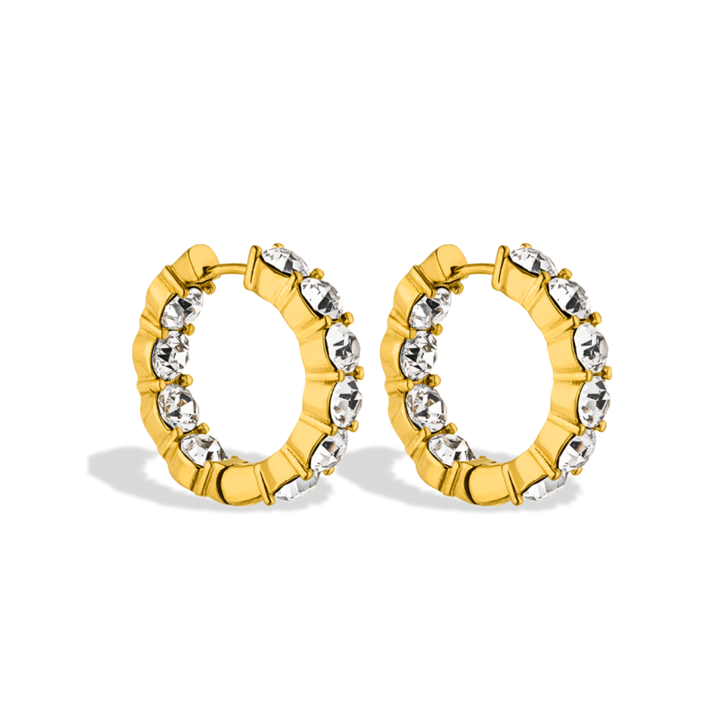 Bold Pave Huggie Hoop Earrings - Small