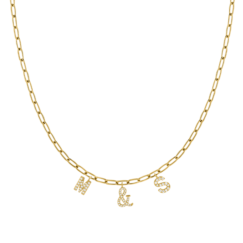 Couple letter necklace 14k gold plated