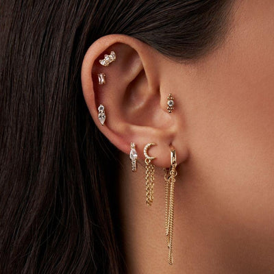 Crescent Dangle Stud Earrings 