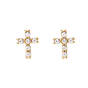 Divine Cross Ear Studs 14K Gold Plated 