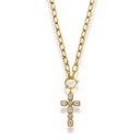 Crystal Cross Necklace 14K Gold Plated