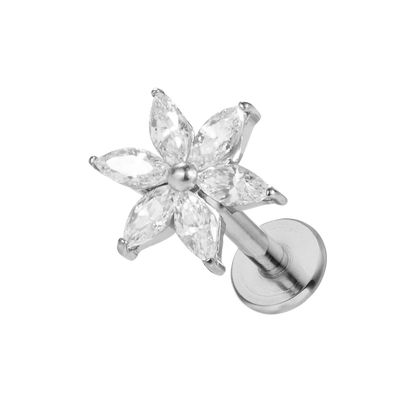 Crystal Flower Labret Piercing - Titan