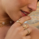 Crystal Lucky Flower Ring 14K vergoldet