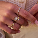 Crystal Lucky Flower Ring 14K vergoldet
