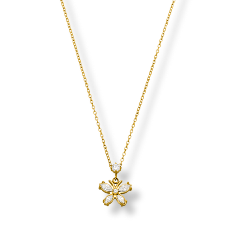 Crystal Butterfly Kette 14K vergoldet