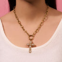 Crystal Cross Kette 14K Vergoldet