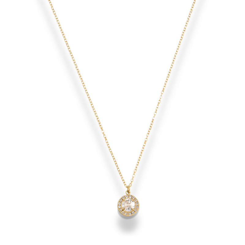 Crystal Elegance Simple Necklace 14K Gold Plated