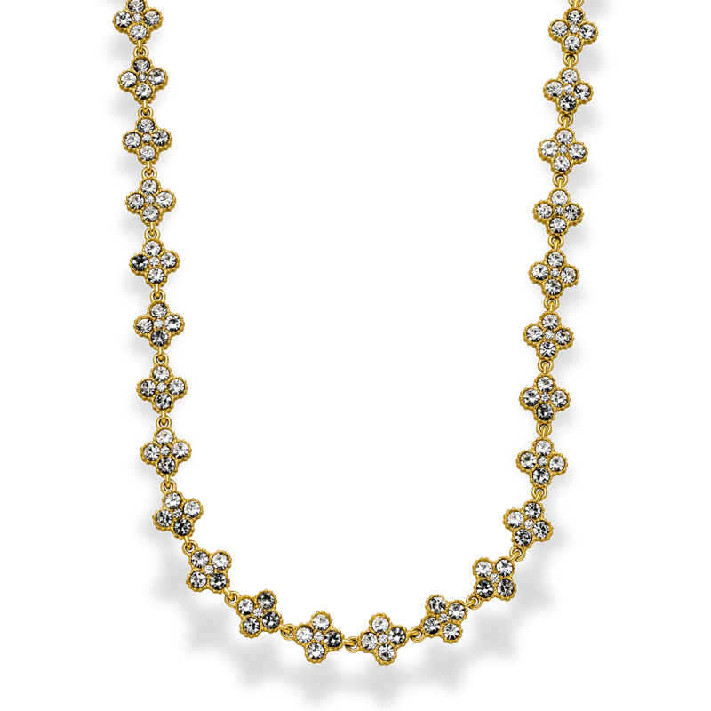 Crystal Flower Necklace 14K Gold Plated