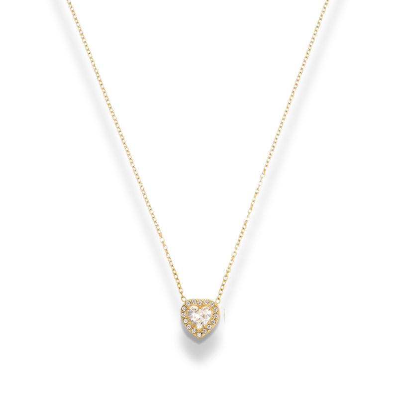 Crystal Heart Elegance Simple Necklace 14K Gold Plated