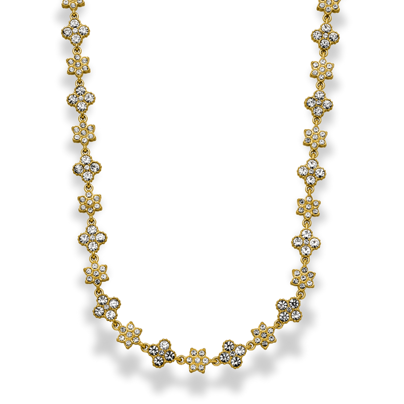 Crystal Majestic Flower Necklace 14K Gold Plated