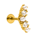 Crystal &amp; Pearls Labret Piercing 18K Gold Plated