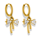 Crystal Ribbon Huggie Earrings 14K Gold Plated