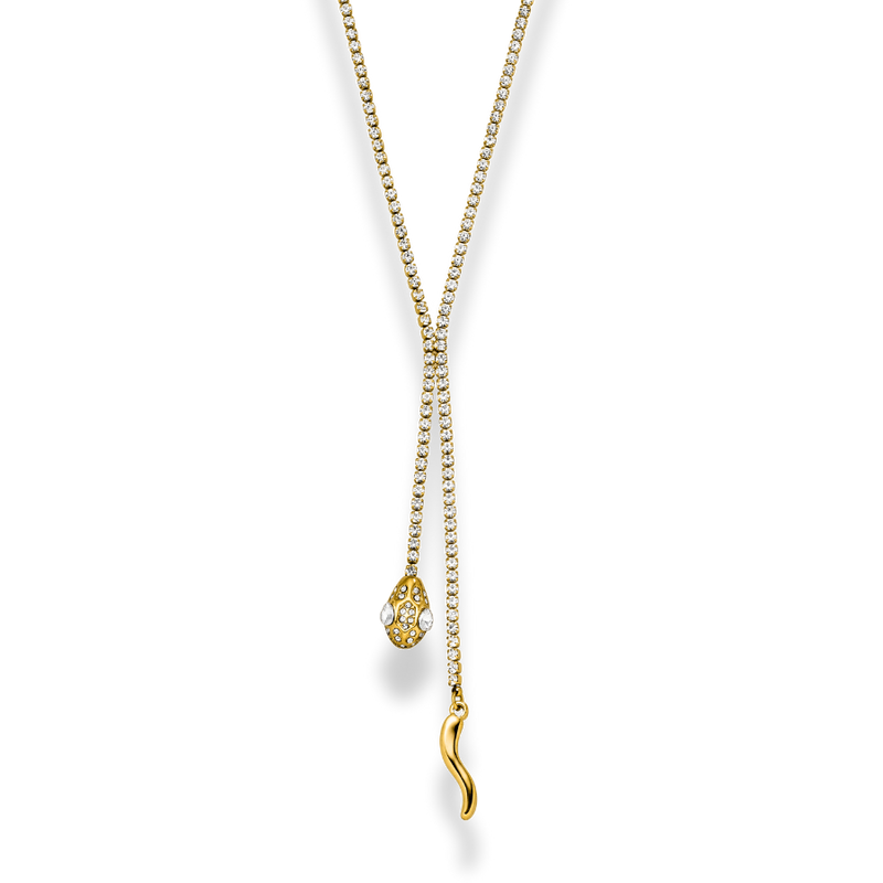 Crystal Snake Necklace 14K Gold Plated