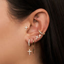 Cross Pave Huggies 18K Gold Plated