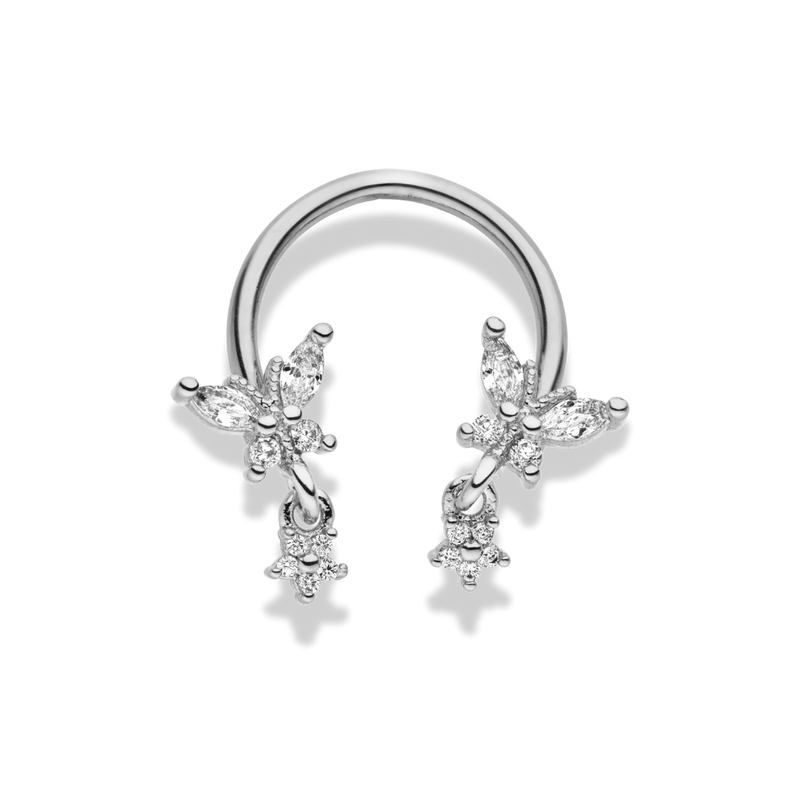 Dangle Butterfly Hufeisen Piercing 18K Vergoldet