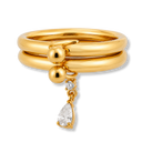 Dangling Teardrop Infinity Ring 14K Vergoldet