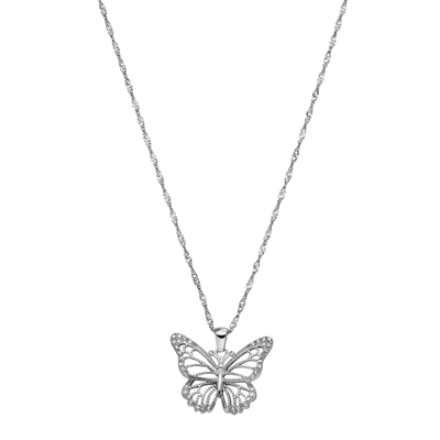 Deluxe Butterfly Pave Necklace 14K Gold Plated
