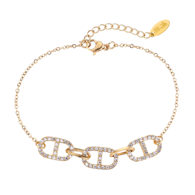 Bracelet pavé de luxe plaqué or 14 carats