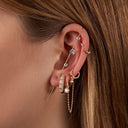 Double Huggie Hoop Ohrring 14K vergoldet