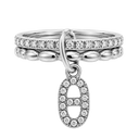 Double Dangling Pave Deluxe Ring 14K Vergoldet