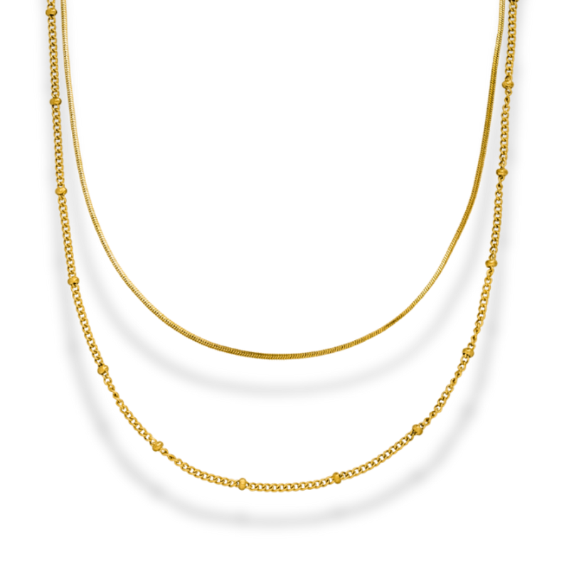 Double Simple Ball Chain 14K Gold Plated