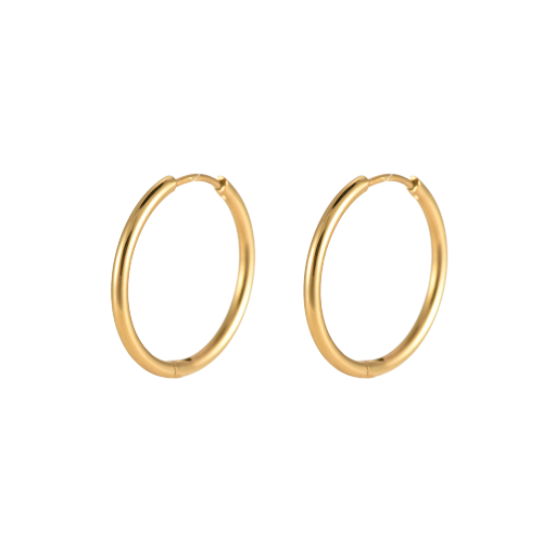 Stainless Steel Hoop Earrings 14K Gold Plated - 19mm