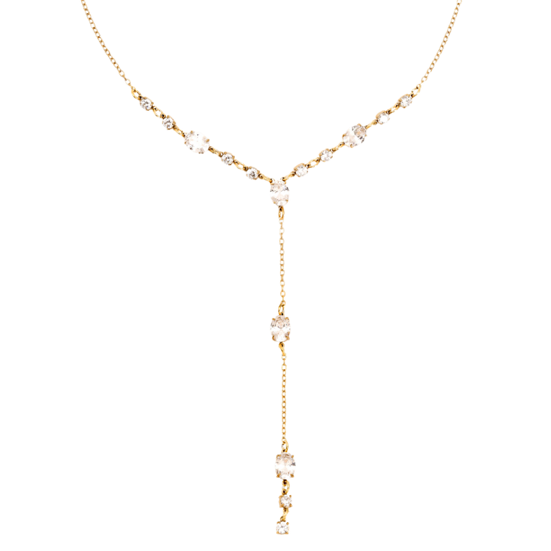 Elegance Oval Crystal Necklace 14K Gold Plated