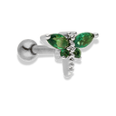 Emerald Butterfly Ohr Piercing 18K Vergoldet