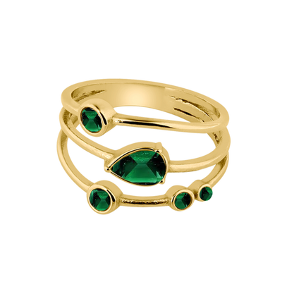 Emerald Calm Crystal Teardrop Ring