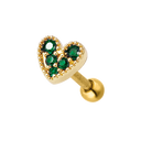 Emerald Heart Ohr Piercing 18K Vergoldet