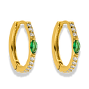Emerald Marquise Huggie Hoop Ohrringe 18K Vergoldet