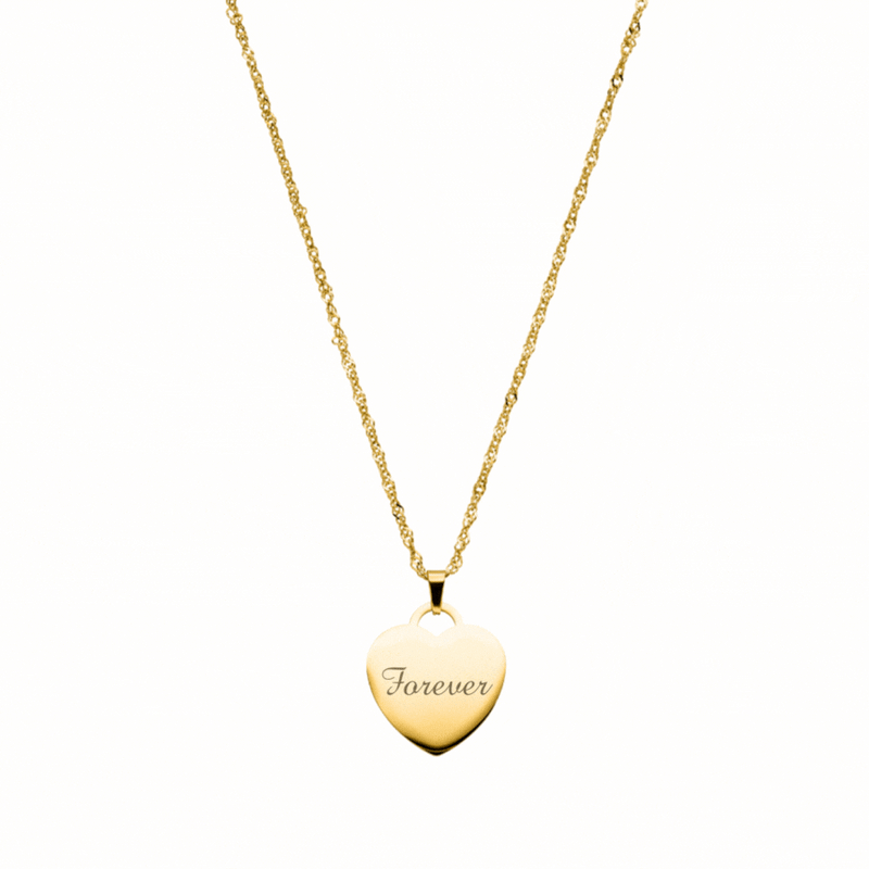 Eternal Heart Engraved Necklace 14K Gold Plated