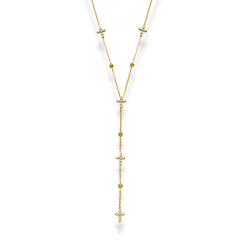 Everlasting Cross Y-Kette 14K Vergoldet