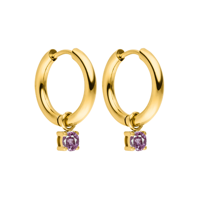 Elegance Birthstone Huggie Earrings 14K Gold Plated