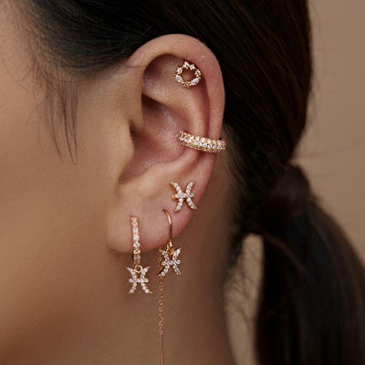 Poissons - Boucles d'oreilles à tige du zodiaque