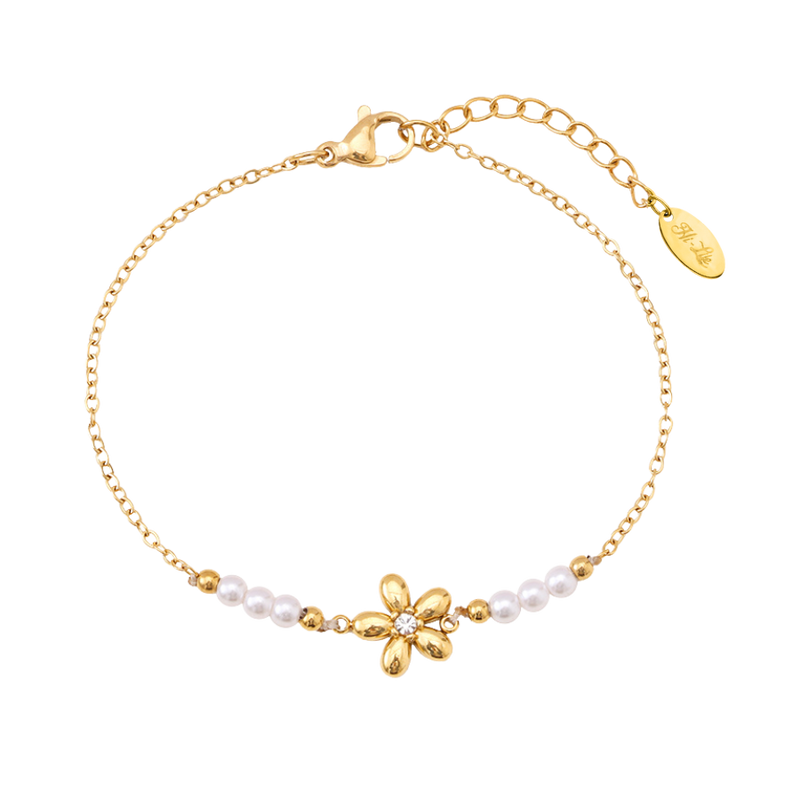 Flower Paradise Pearl Armband 14K Vergoldet