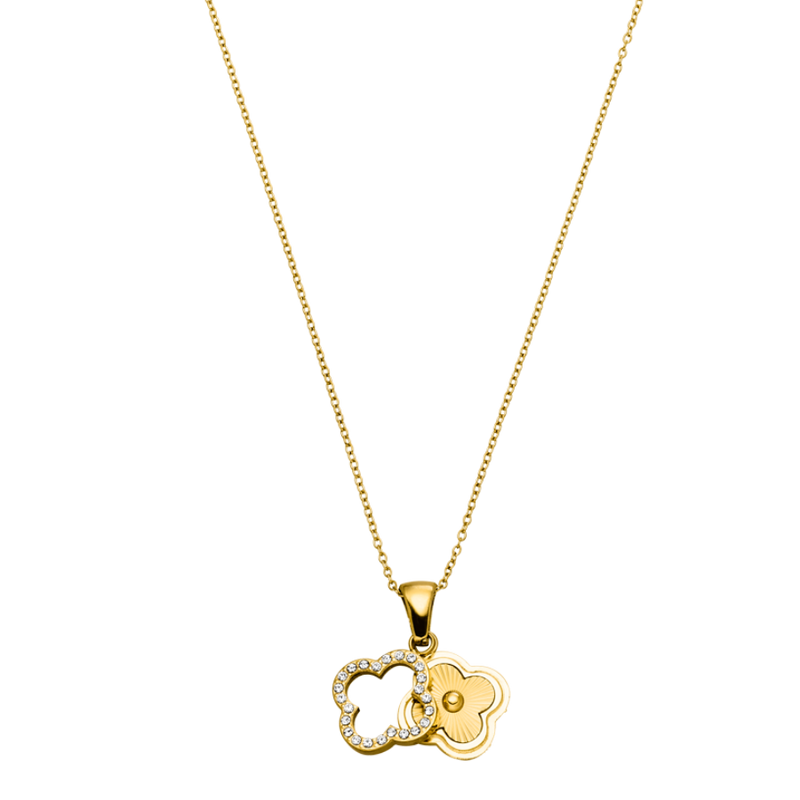 Framed Golden Lucky Leaf Clover Kette 14K Vergoldet