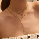 Framed Pave Leaf Kette 14K Vergoldet