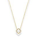 Framed Pave Leaf Kette 14K Vergoldet