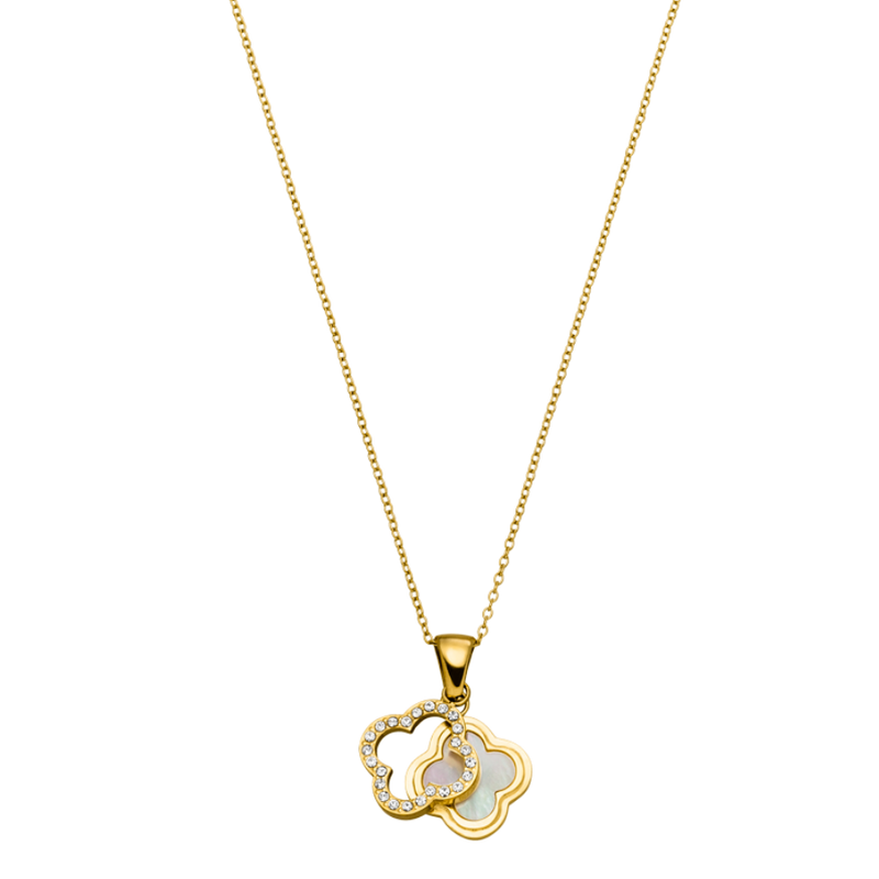 Framed Perlmutt Lucky Leaf Kette 14K Vergoldet