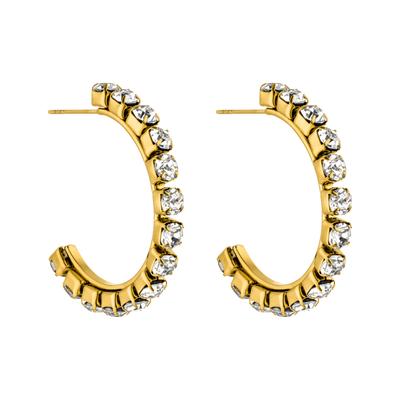 Glamorous Pave Hoop Earrings 14K Gold Plated